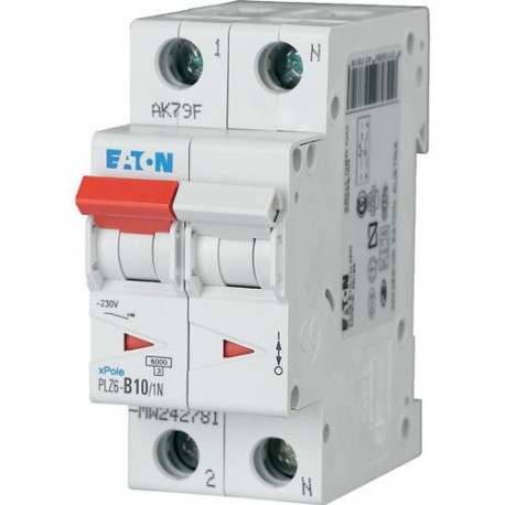 PLZ6-D10/1N-MW 242830 Y7-242830 EATON ELECTRIC Disjoncteur modulaire 10A 1p+N car. D