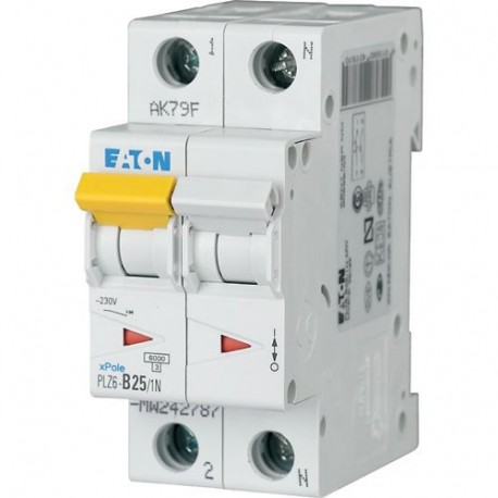 PLZ6-D25/1N-MW 242836 Y7-242836 EATON ELECTRIC Disjoncteur modulaire 25A 1p+N car. D