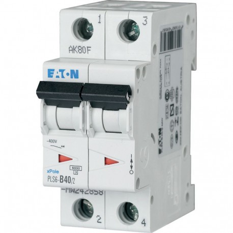 PLS6-B40/2-MW 242858 Y7-242858 EATON ELECTRIC Interruttore protettore, 40 A, 2p, curva caratteristica B