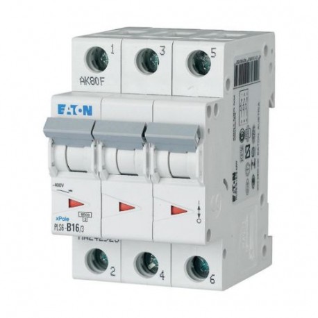 PLS6-D16/3-MW 242972 EATON ELECTRIC Over current switch, 16A, 3 p, type D characteristic