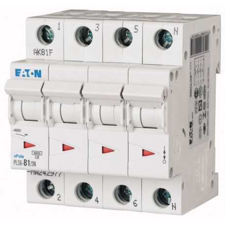 PLS6-B1/3N-MW 242977 EATON ELECTRIC LS-Schalter, 1A, 3P + N, B-Char
