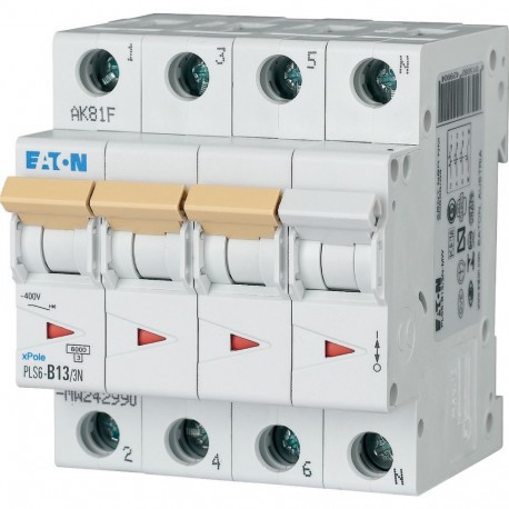 PLS6-B13/3N-MW 242990 Y7-242990 EATON ELECTRIC Disjoncteur modulaire, 13A, 3p+N, courbe B