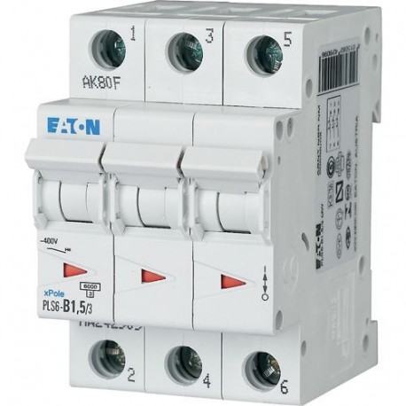 PLS6-C1,5/3N-MW 243004 EATON ELECTRIC Miniature circuit breaker (MCB), 1, 5 A, 3pole+N, type C characteristic