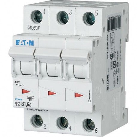 PLS6-C1,6/3N-MW 243005 EATON ELECTRIC Miniature circuit breaker (MCB), 1, 6 A, 3pole+N, type C characteristic