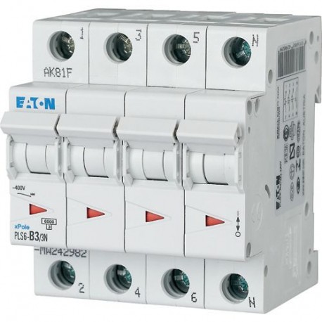 PLS6-C3/3N-MW 243008 EATON ELECTRIC Disjoncteur modulaire 3A 3p+N car. C