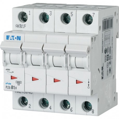 PLS6-B1/4-MW 243046 EATON ELECTRIC Int. magnetotérmico, 4P, curva B, 1A