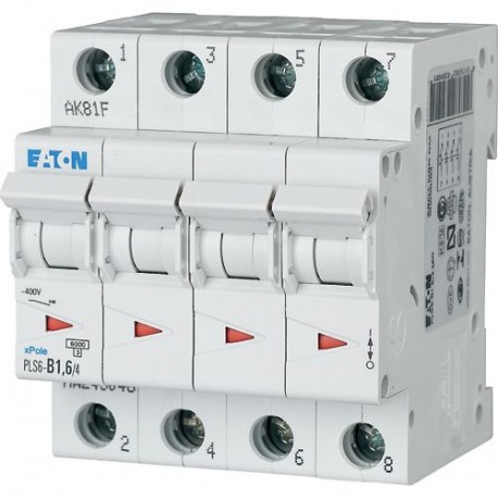 PLS6-B1,6/4-MW 243048 EATON ELECTRIC MCB, 4P, courbe B, 1.6A