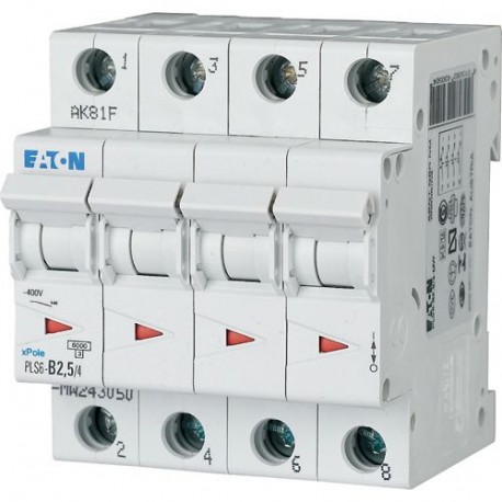 PLS6-B2,5/4-MW 243050 EATON ELECTRIC Disjoncteur modulaire 2,5A 4p courbe B