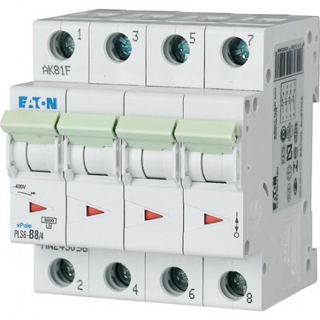 PLS6-B8/4-MW 243056 EATON ELECTRIC Int. magnetotérmico, 4P, curva B, 8A