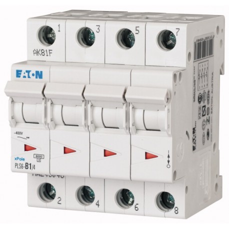 PLS6-C0,16/4-MW 243068 EATON ELECTRIC Miniature circuit breaker (MCB), 0,16A, 4p, type C characteristic