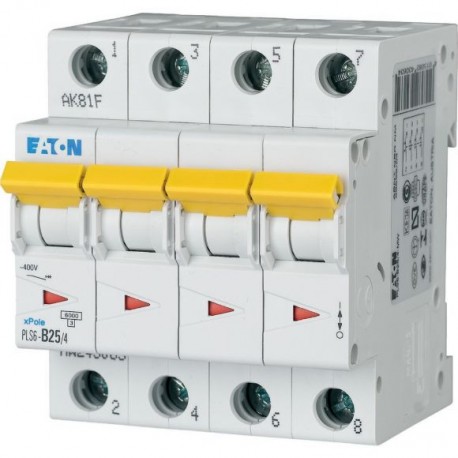 PLS6-C25/4-MW 243089 EATON ELECTRIC Over current switch, 25A, 4 p, type C characteristic