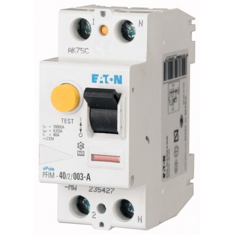 PFIM-63/2/01-MW 235399 PBSM-402/01-S/A-MW EATON ELECTRIC Interruptor diferencial, 2P, 63A, 100mA