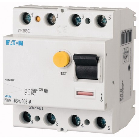PFGM-80/4/03/- 114105 EATON ELECTRIC Residual current circuit breaker (RCCB), 80A, 4pole, 300mA, type AC
