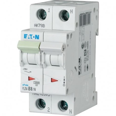 PLZM-D8/1N-MW 242354 EATON ELECTRIC Int. magnetotérmico, 1P+N, curva D, 8A