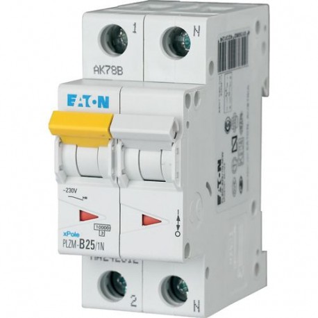 PLZM-D25/1N-MW 242361 EATON ELECTRIC За текущий переключатель, 25А, 1pole + N, тип D характеристической