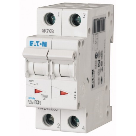PLSM-B3/2-MW 242369 EATON ELECTRIC Перегрузки по току выключателя, 3А, 2 р, тип B характеристики