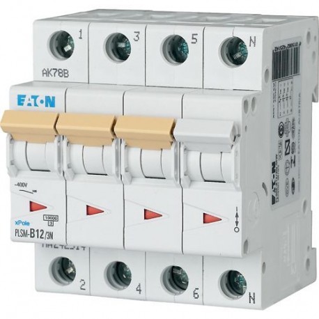 PLSM-C12/3N-MW 242540 EATON ELECTRIC Miniature circuit breaker (MCB), 12A, 3pole+N, type C characteristic