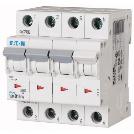 PLSM-C15/3N-MW 242542 EATON ELECTRIC За текущий переключатель, 15А, 3pole + N, тип С характерным