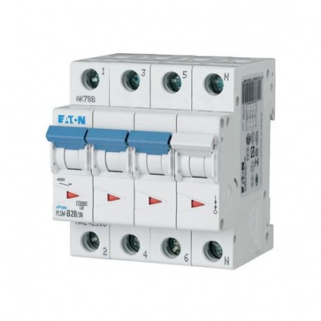 PLSM-C20/3N-MW 242544 EATON ELECTRIC Over current switch, 20A, 3pole+N, type C characteristic