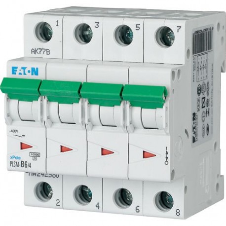 PLSM-C6/4-MW 242606 0001609220 EATON ELECTRIC Over current switch, 6A, 4p, type C characteristic