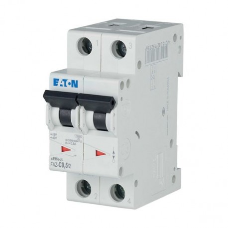 FAZ-C0,5/2 278743 FAZ-C0.5/2 EATON ELECTRIC Автоматический выключатель 0,5А, кривая отключения C, 2 полюса, ..