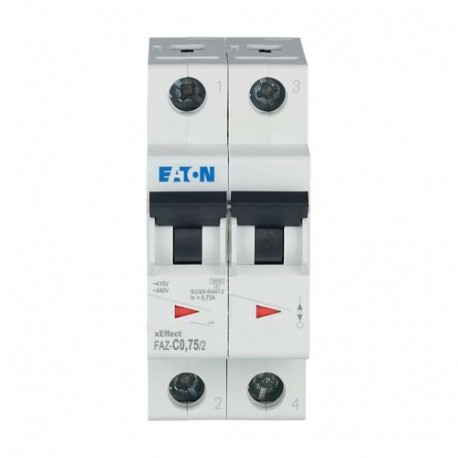 FAZ-C0,75/2 278744 FAZ-C0.75/2 EATON ELECTRIC Автоматический выключатель 0,75А, кривая отключения C, 2 полюс..