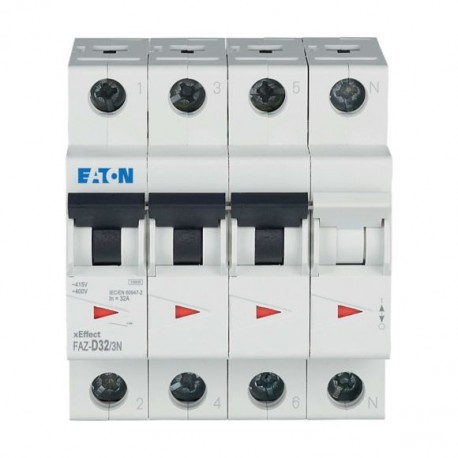 FAZ-D32/3N 279001 Y7-279001 EATON ELECTRIC Interruttore LS, 32A, 3Np, curva caratteristica D, AC
