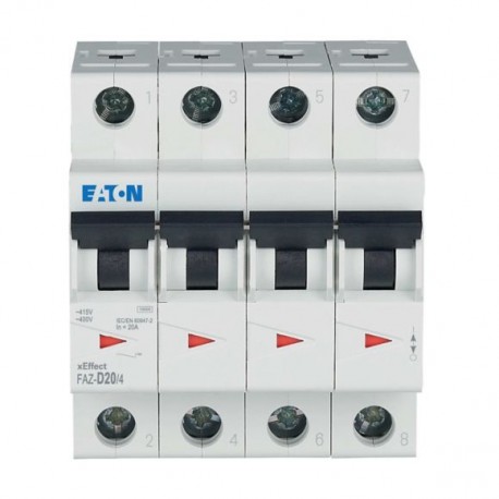 FAZ-D20/4 279085 EATON ELECTRIC Автоматический выключатель 20А, кривая отключения D, 4 полюса, откл. способн..