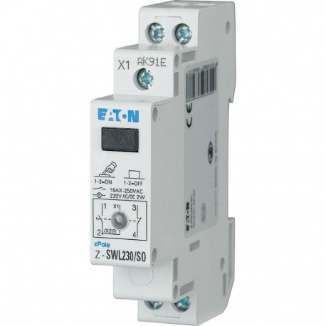Z-SWL230/SO 276307 Y7-276307 EATON ELECTRIC Commutateur avec LED, 230AC/DC, 1F+1O, 16A, orange, 1PE