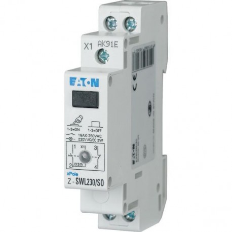 Z-SWL230/SO 276307 EATON ELECTRIC Interruttore con LED, 230AC/DC, 1NA+1NC, 16A, arancione, 1unità passo