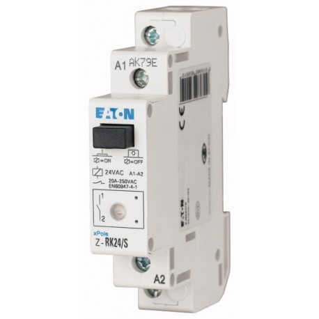Z-RK23/SS 265206 EATON ELECTRIC Contattore d'installazione, 24VDC, 2NA, 20A, 1unità passo