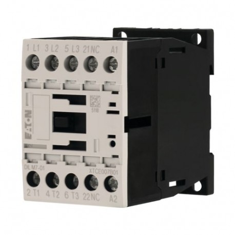 DILM7-01(110V50/60HZ) 276591 XTCE007B01E2 EATON ELECTRIC Contactor, 3p+1N/C, 3kW/400V/AC3