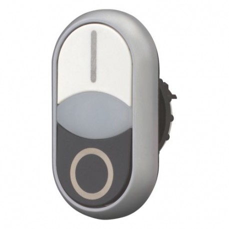 M22-DDLF-WS-X1/X0 284816 Y7-284816 EATON ELECTRIC Pulsante doppio, +indicatore luminoso, piatto, bianco I, b..