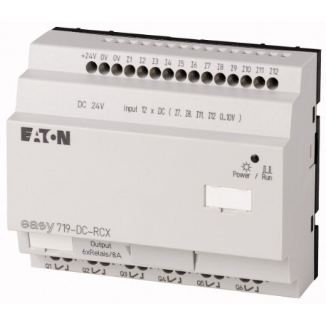 EASY719-DC-RCX 274120 0004519777 EATON ELECTRIC Relé programable Easy700 24 V DC 12 ED(4EA), 6SR Sin Pantall..