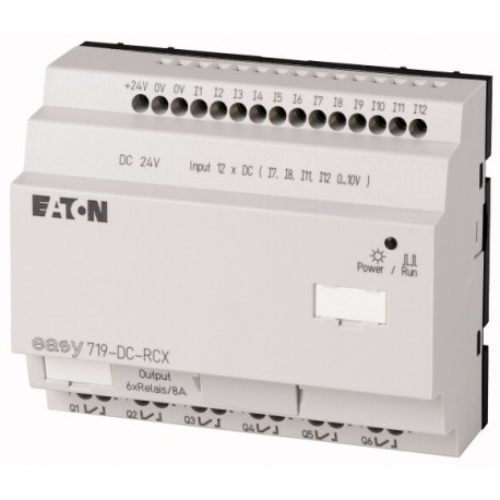 EASY719-DC-RCX 274120 0004519777 EATON ELECTRIC Relè di comando, 24VDC, 12DI(4AI), 6DO-relè, orologio, espan..