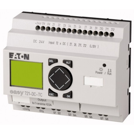 EASY721-DC-TC 274121 0004519778 EATON ELECTRIC Relé programable Easy700 24 V DC 12 ED(4EA), 8SD Con Pantalla..