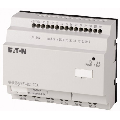 EASY721-DC-TCX 274122 0004519779 EATON ELECTRIC Реле управления 24 В пост. тока 12DI(4AI) 8DO-Trans часы воз..