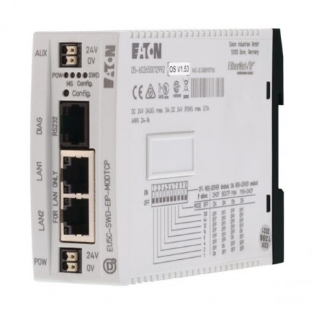EU5C-SWD-EIP-MODTCP 153163 EATON ELECTRIC Gateway, SmartWire-DT, 99 utenti SWD su EthernetIP/MODBUS