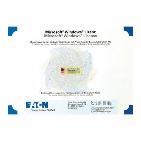 LIC-OS-CE50-C 140406 EATON ELECTRIC Licença Windows CE5.0 para XV200, XVH300, XV (S) 400
