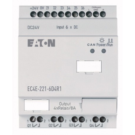 EC4E-221-6D4R1 114296 4560853 EATON ELECTRIC Extension d'E/S, CANopen, 24V DC, 6 entr. TOR, 4 sort.TOR (R)
