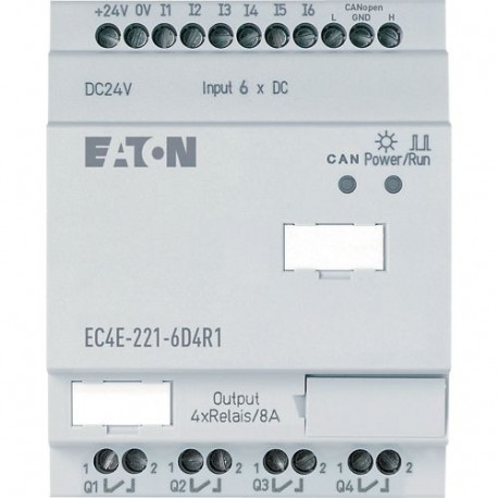 EC4E-221-6D4R1 114296 4560853 EATON ELECTRIC Extension d'E/S, CANopen, 24V DC, 6 entr. TOR, 4 sort.TOR (R)