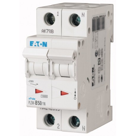 PLZM-D50/1N-MW 113160 EATON ELECTRIC Over current switch, 50A, 1pole+N, type D characteristic