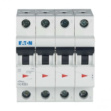 FAZ-K32/4 279102 EATON ELECTRIC Автоматический выключатель 32А, кривая отключения К, 4 полюса, откл. способн..