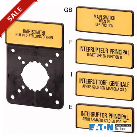 ZFS(*)-P5 105225 EATON ELECTRIC Portaetiquetas completo Abrir el interruptor general solo en posición 0 Idio..