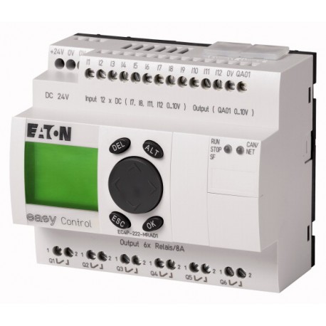 EC4P-222-MRAD1 106405 0004519738 EATON ELECTRIC PLC, 24VDC, 12DI(di cui 4AI), 6DO(R), 1AO, ethernet, CAN, di..