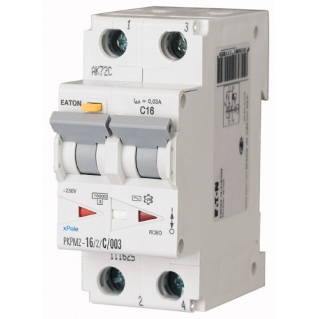 PKPM2-16/2/C/003 111625 EATON ELECTRIC Interruptor Combinado, 2P, curva C, 16A, 30mA