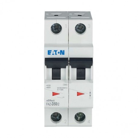 FAZ-D50/2 115372 EATON ELECTRIC Over current switch, 50A, 2p, type D characteristic