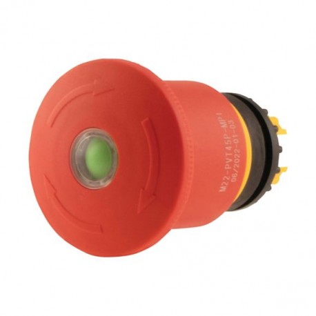 M22-PVT45P-MPI 121463 M22-PVT45P-MPIQ EATON ELECTRIC Emergency-stop pushbutton, D 45mm, illuminated, turn-re..