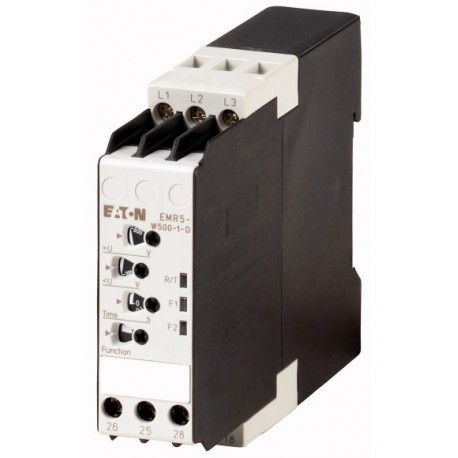 EMR5-W500-1-D 134221 EATON ELECTRIC Phase monitoring relay, over- undervoltage, 2W, 300-500V50/60Hz, tv 0.1-..