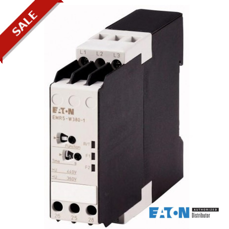 EMR5-W380-1 134228 EATON ELECTRIC Relé de monitorización de fases Sobre-Subtensión 2 W 380 V 50/60 Hz tv 0.1..